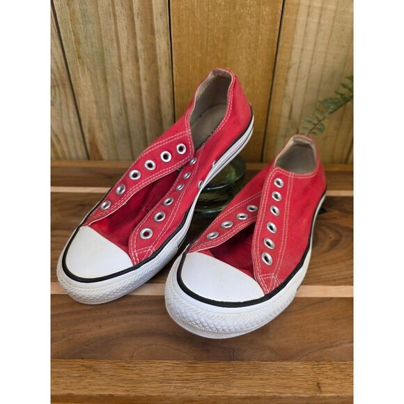 Vintage Converse Chuck Taylor All Star Red Canvas Slip-On Sneakers  Mens 7 / Wom - Picture 2 of 6